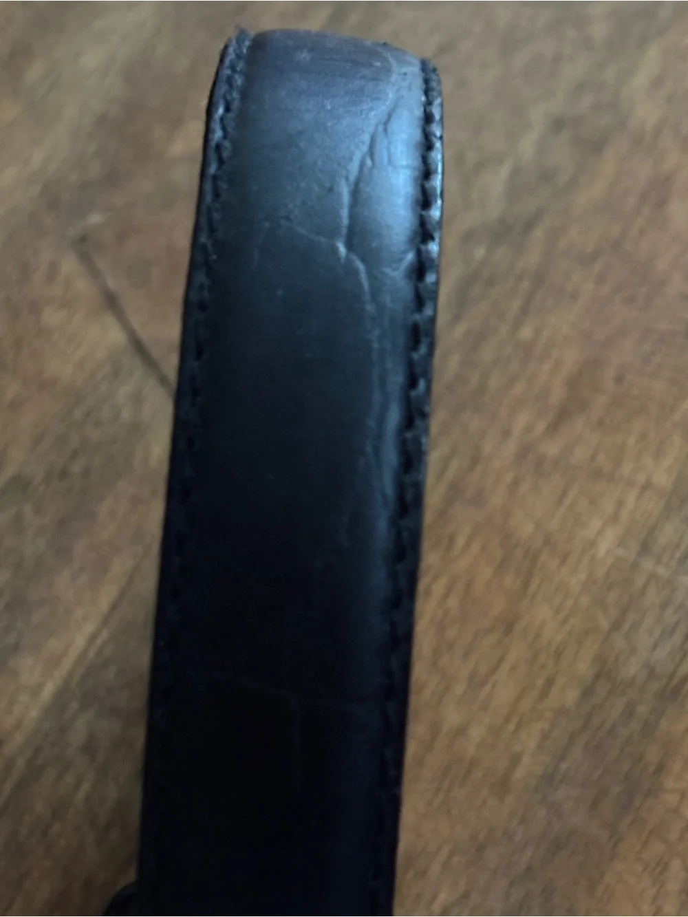 Vintage Anne Klein for Oroton Skinny Logo Belt Black Leather - hard to find! - L